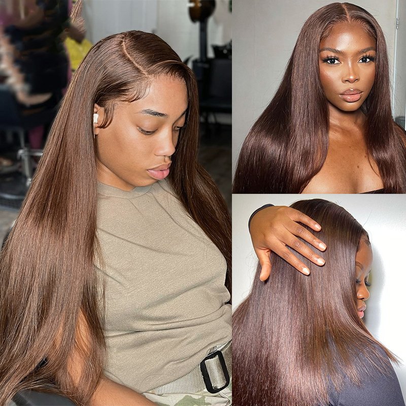 Chocolate Brown Human Hair Lace Front Wig For Black Women Brazilian 4# Brown Color Hd Lace Frontal Wig Full Lace Human Hair Wig