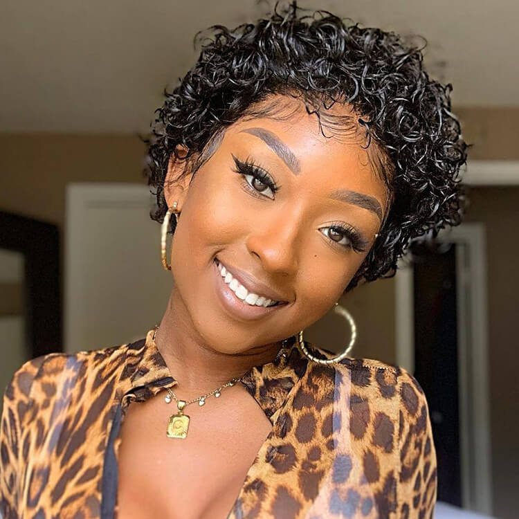 Perruque Pixie Cut Wig Short Human Hair Wigs Pixie Cut Curly Brazilian Hd Transparent Lace Frontal Wig