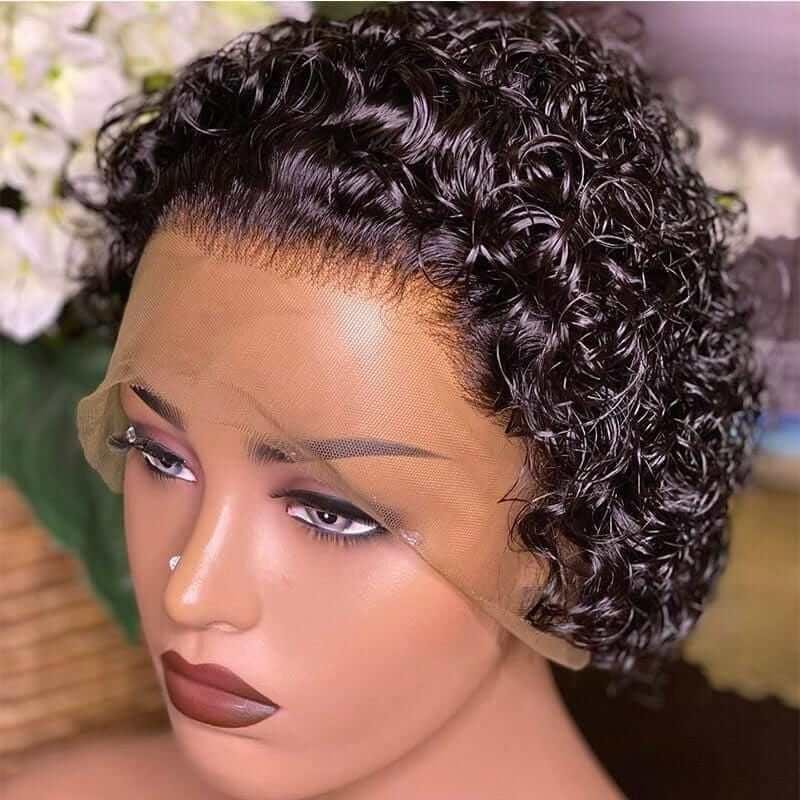 Perruque Pixie Cut Wig Short Human Hair Wigs Pixie Cut Curly Brazilian Hd Transparent Lace Frontal Wig