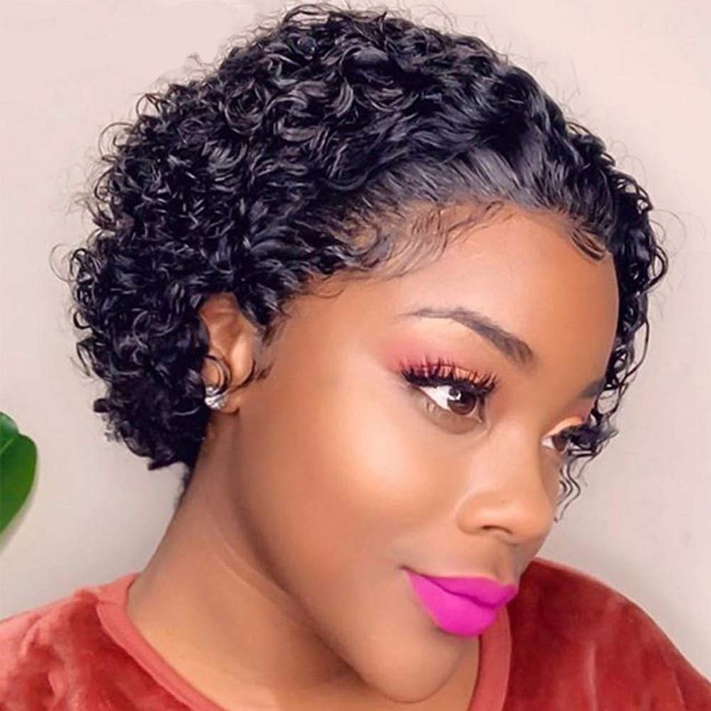 Perruque Pixie Cut Wig Short Human Hair Wigs Pixie Cut Curly Brazilian Hd Transparent Lace Frontal Wig