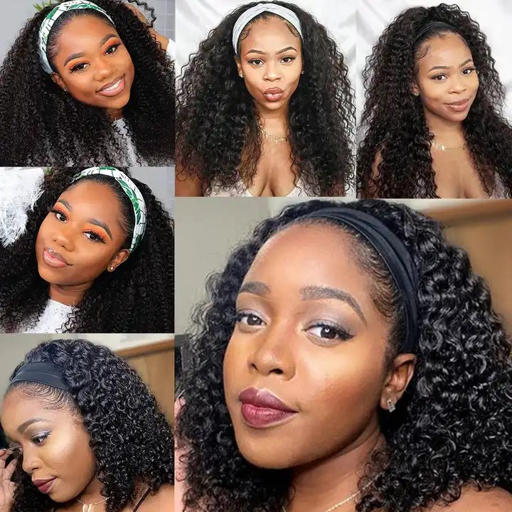 Wholesale cheap afro kinky curly human hair headband wigs machine made non lace Brazilian virgin human hair wigs vendor