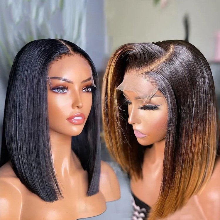 Unprocessed 100 Brazilian Human Hair Wigs for Black Women Glueless Bob Bone Straight Wigs 13*4 HD Lace Front Wig