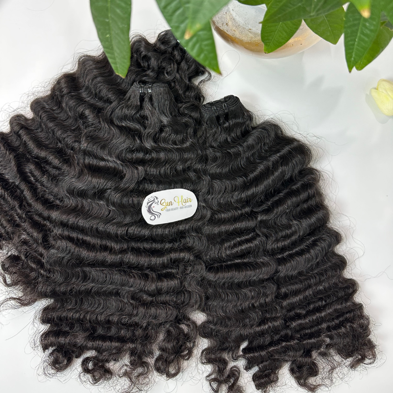 Wholesale Hot Trending Natural Black Burmese Cuticle Aligned Curly Weft Hair 100% Vietnamese Human Hair By From Sun Hair Company