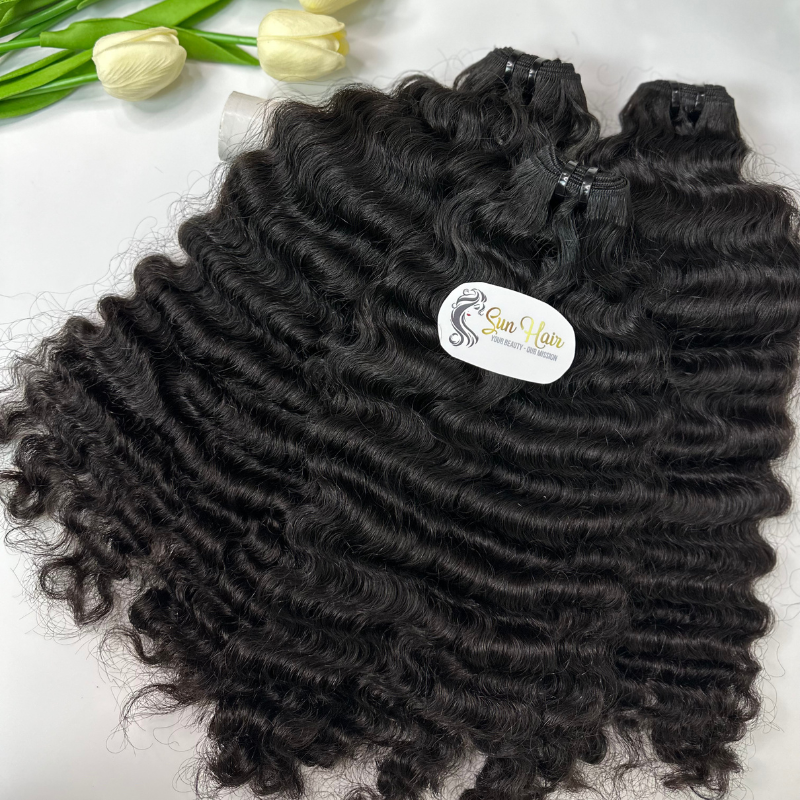 Wholesale Hot Trending Natural Black Burmese Cuticle Aligned Curly Weft Hair 100% Vietnamese Human Hair By From Sun Hair Company