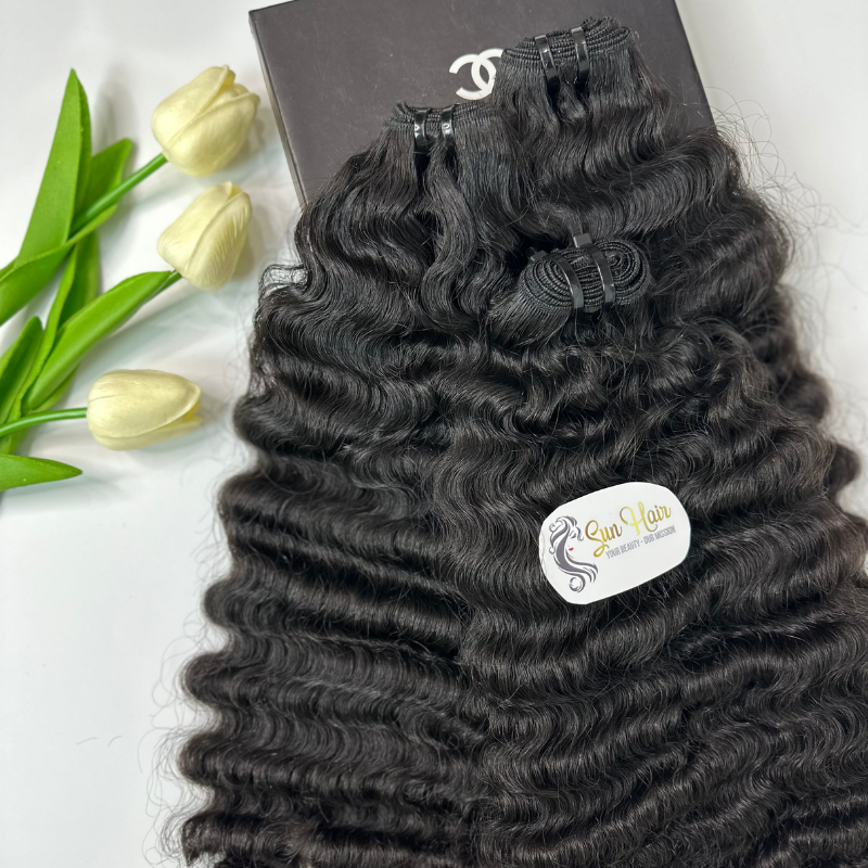 Wholesale Hot Trending Natural Black Burmese Cuticle Aligned Curly Weft Hair 100% Vietnamese Human Hair By From Sun Hair Company