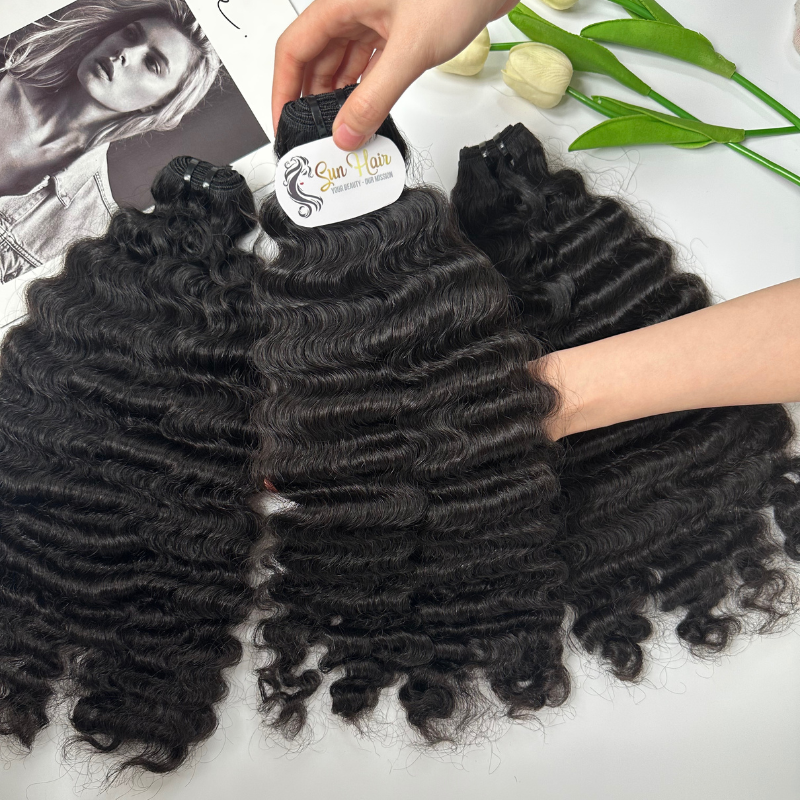 Wholesale Hot Trending Natural Black Burmese Cuticle Aligned Curly Weft Hair 100% Vietnamese Human Hair By From Sun Hair Company