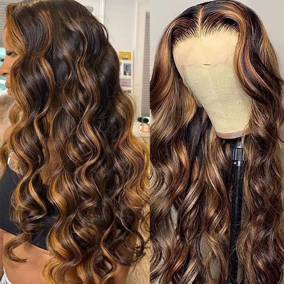12A high quality 100% virgin Human hair T part wig stands, fast shipping highlight p4/27 human hair wigs wholesale bulk sale