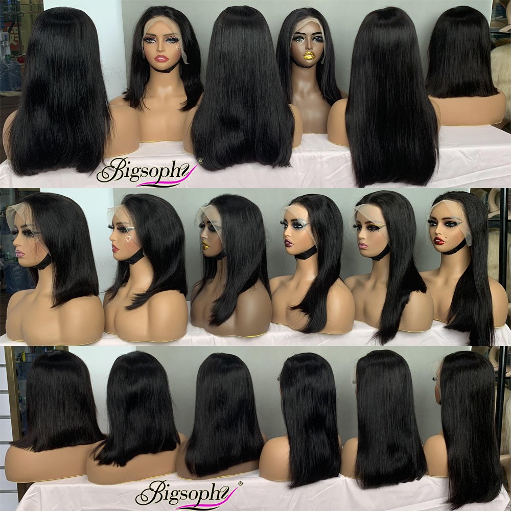 Perruque Natural Avec Frontal 10 To 20 Iches Ear To Ear Transparent Bob Lace Frontal Wigs Bone Straight Nature Color