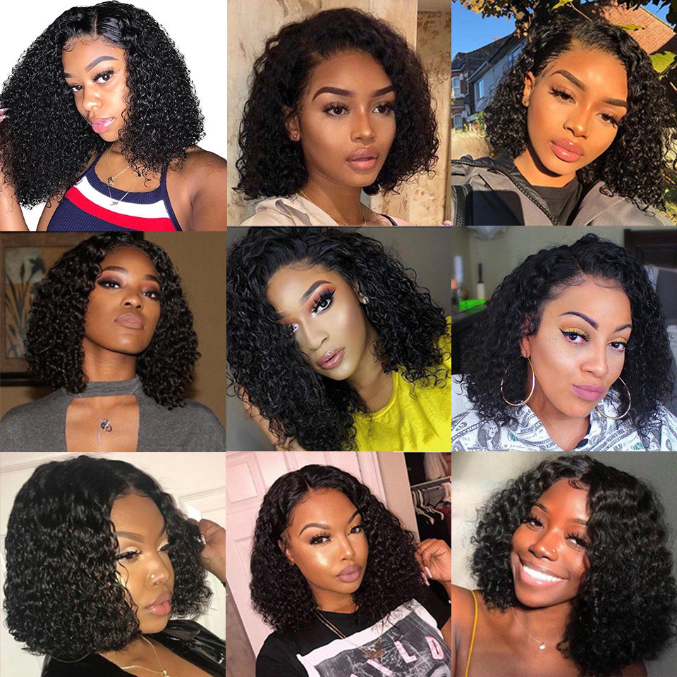 Short Curly Bob Wig Lace Frontal Human Hair Wigs 210 Density Brazilian 13x4 Deep Wave Short Human Hair Wigs For Black Women