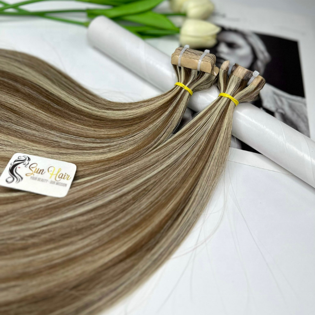 Wholesale Hot Trending Product Piano Color Full Cuticle Aligned Virgin Tape Hair 100% Human Hair Extensions By Sun Hair Company