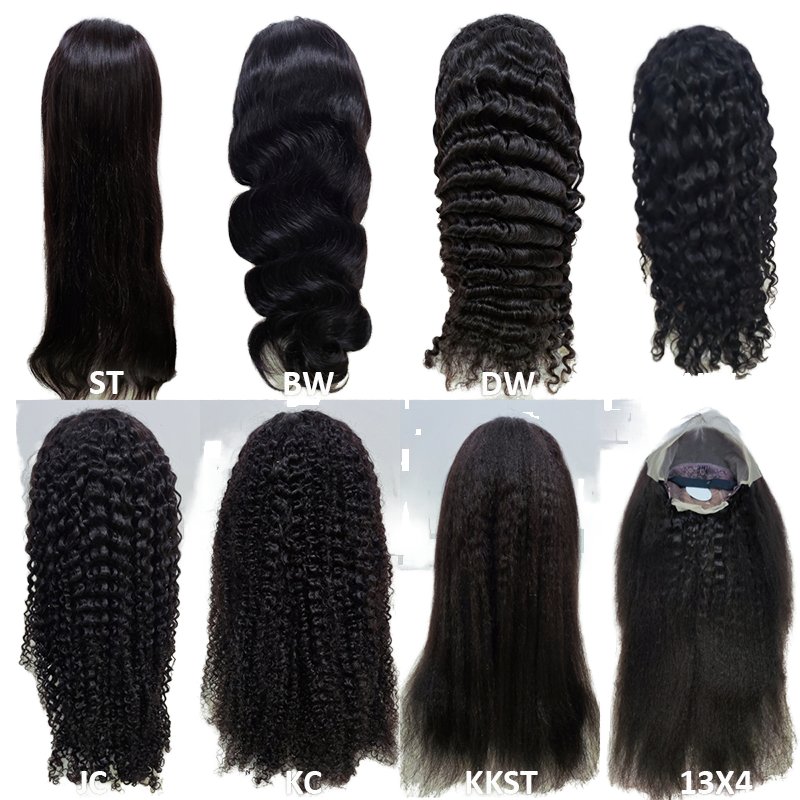 Factory selling top quality 12A human hair wig 13x4 full frontal big lace size transparent lace wig body wave straight wholesale