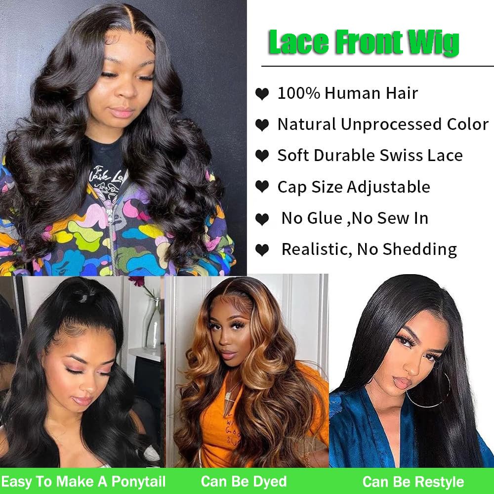 Transparent 13x4 13x6 Lace Front wig Body Wave Unprocessed Brazilian Pre Plucked Human Hair Wig for Black Women