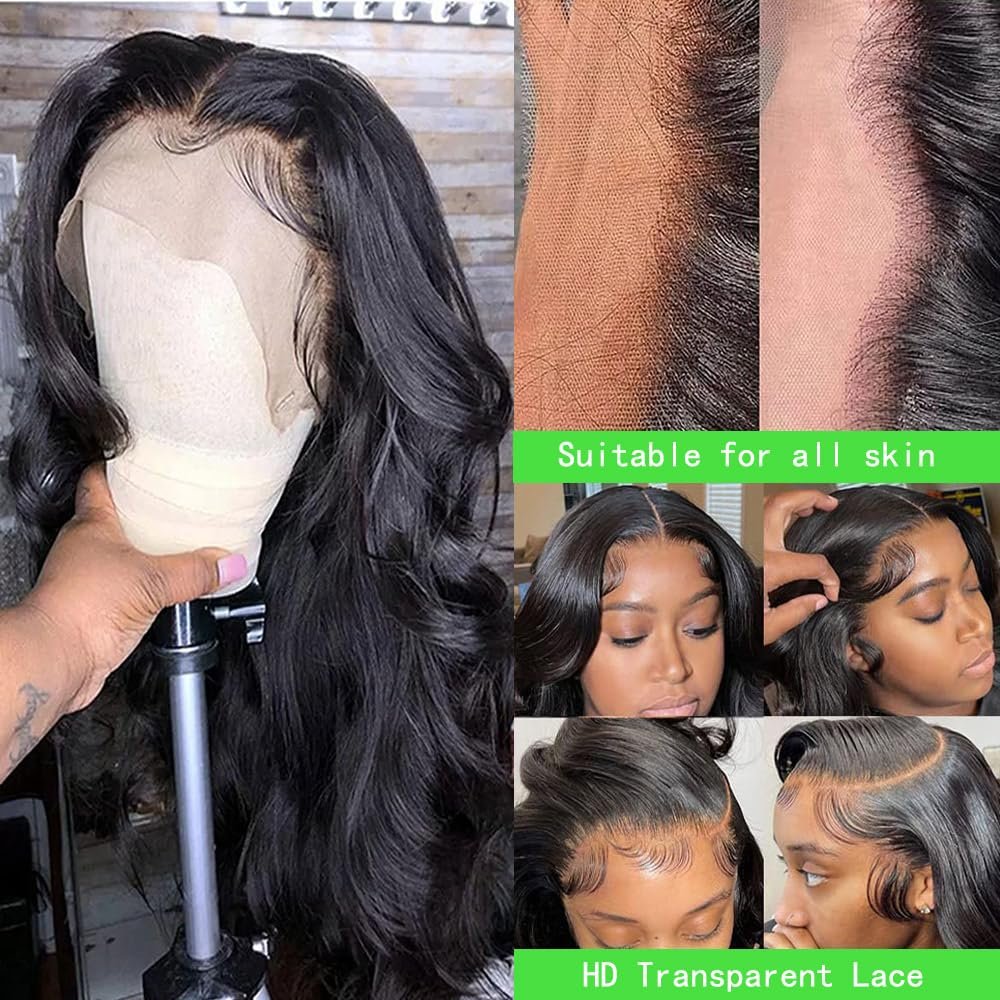 Transparent 13x4 13x6 Lace Front wig Body Wave Unprocessed Brazilian Pre Plucked Human Hair Wig for Black Women