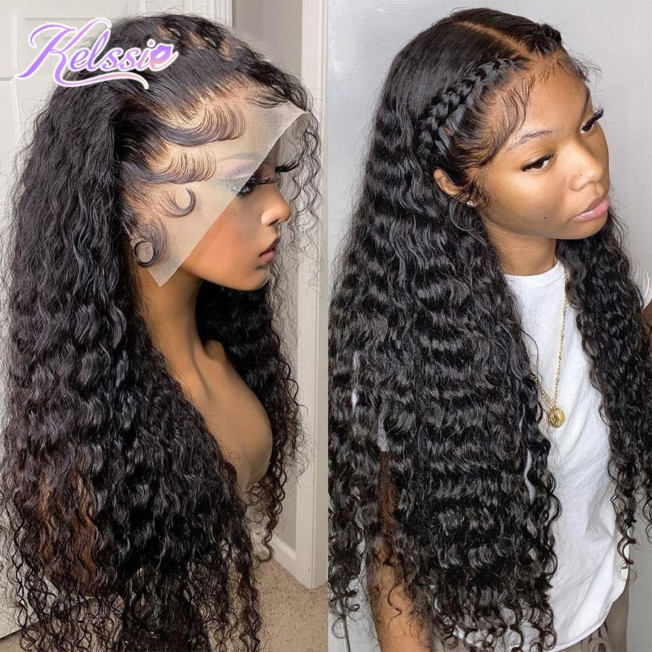 Wholesale Cheap HD Pre Plucked Human Hair Lace Front Wig 13x4 Curly Wet And Wavy Water Wave Lace Frontal Wig With 