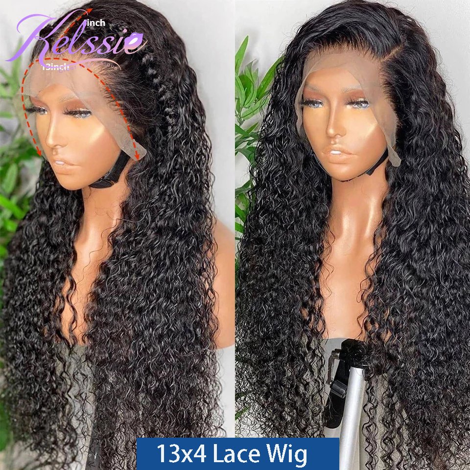 Wholesale Cheap HD Pre Plucked Human Hair Lace Front Wig 13x4 Curly Wet And Wavy Water Wave Lace Frontal Wig With 