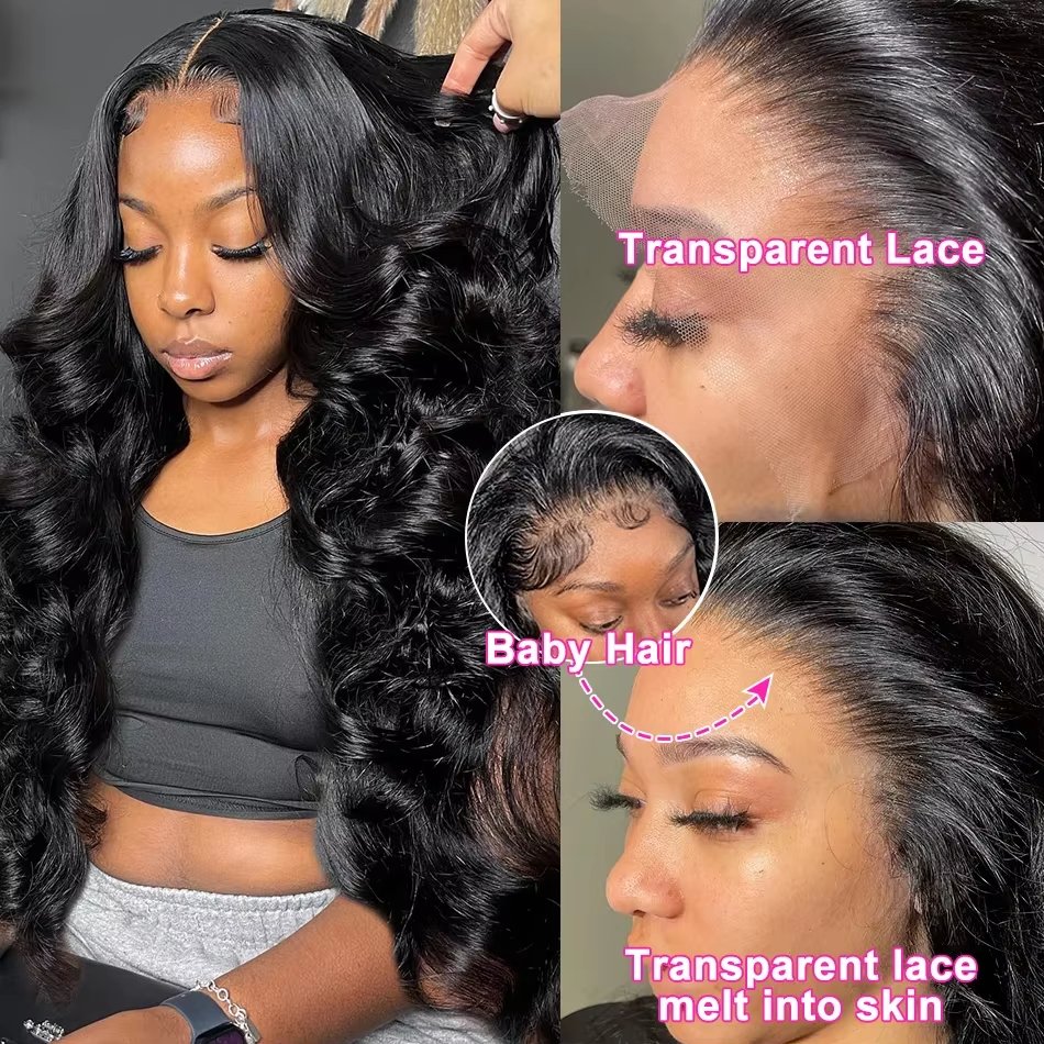180 Density HD Transparent 13x4 13x6 Body Wave Lace Front Wig Pre Plucked 360 Lace Frontal Wig 5x5 Human Hair Wigs For Women
