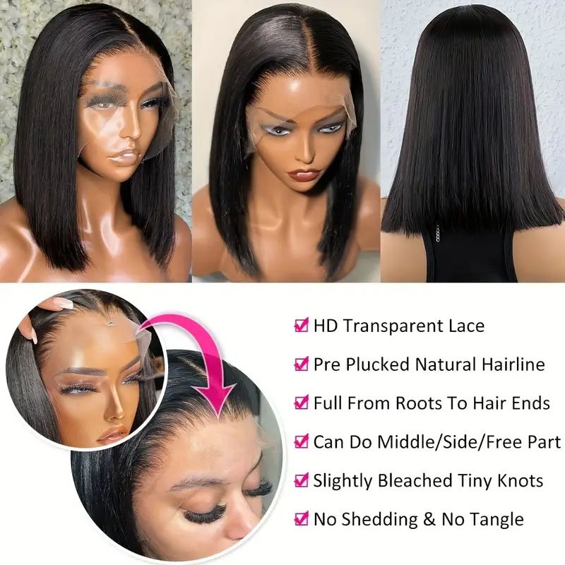 Raw Brazilian Human Hair Short Bob Wigs Bone Straight Human Hair Hd Lace Front Wigs Pixie Cut Human Hair Wigs For Black Women