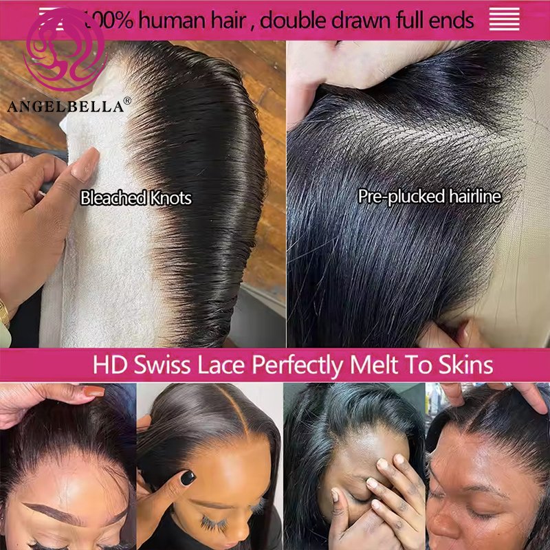 180 250 Density Transparent Glueless Full Hd Lace Wigs,Straight Frontal Peruvian Hair Wigs, Raw Remy Lace Front Human Hair Wigs
