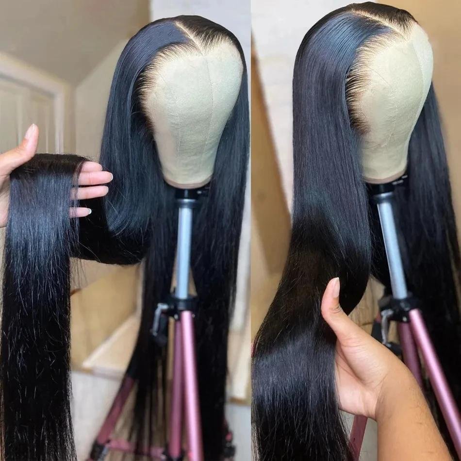 30 36 inch Straight 13x6 HD Transparent Lace Front Human Hair Wigs For Women 200 Density Brazilian 13x4 Lace Frontal Wigs