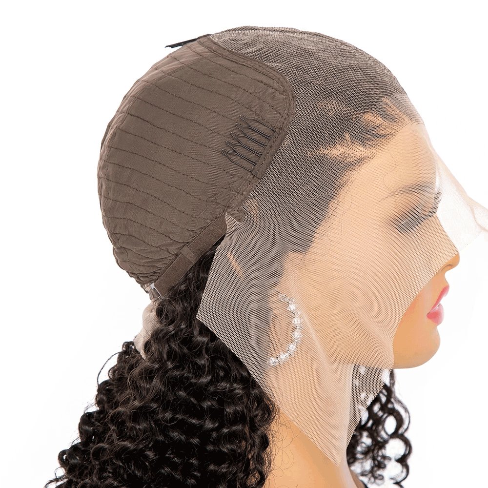 13X4 Lace Front Deep Curl Locs Braided Wig Strip Box Braid Short Knotless Human Hair Wigs for Women