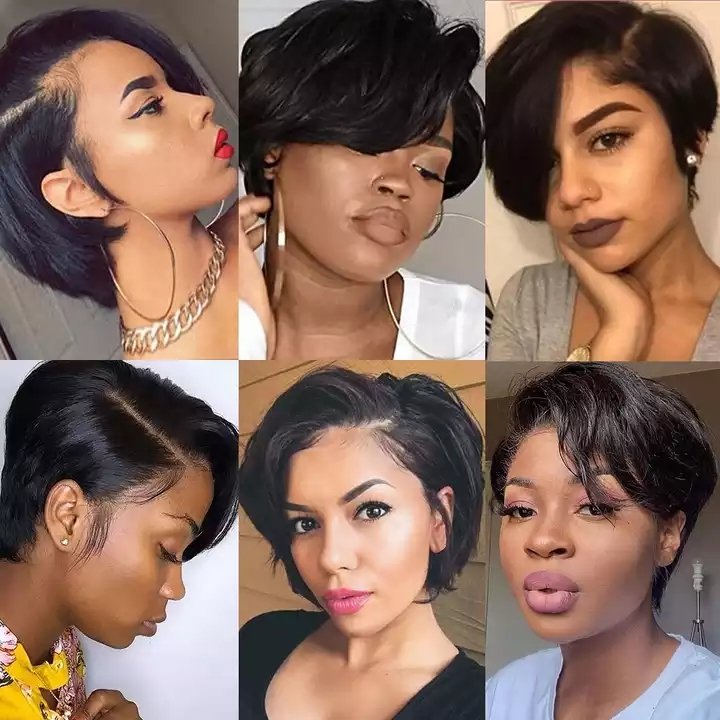 Cheap wholesale Pixie Cut Human Hair Wigs Vendors,Remy Short Bob Frontal Closure Wig,Brazilian Virgin color Wigs For Black Women