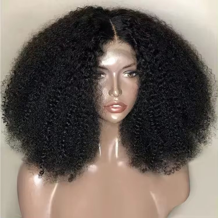 Wholesale 4*4 lace closure 100% human hair wigs, 180% afro kinky curly brazilian hair wigs for black women