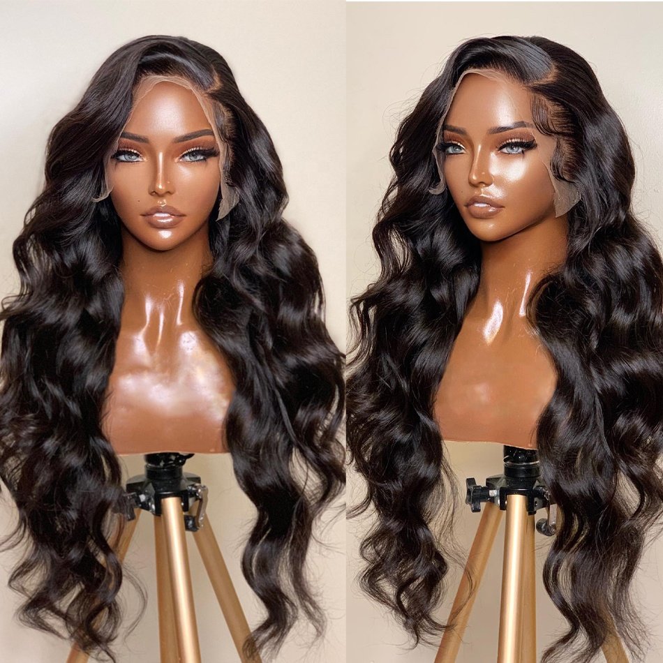180 200 Density HD Human Hair Full Lace Wigs Body Wave Peruvian 12A,Glueless Natural Human Hair Wigs Loose Body Wave Brown