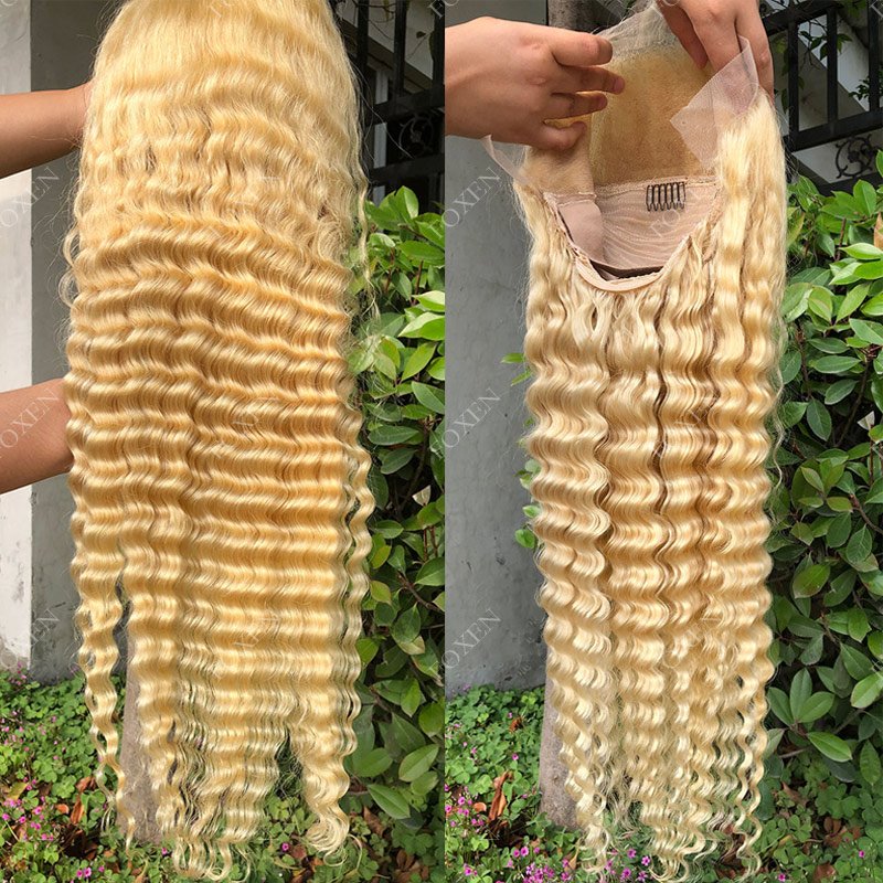 Raw Cambodian 613 blonde curly full lace wig For Black Women Brazilian Virgin Cuticle Aligned Blonde Lace Front Human Hair Wigs
