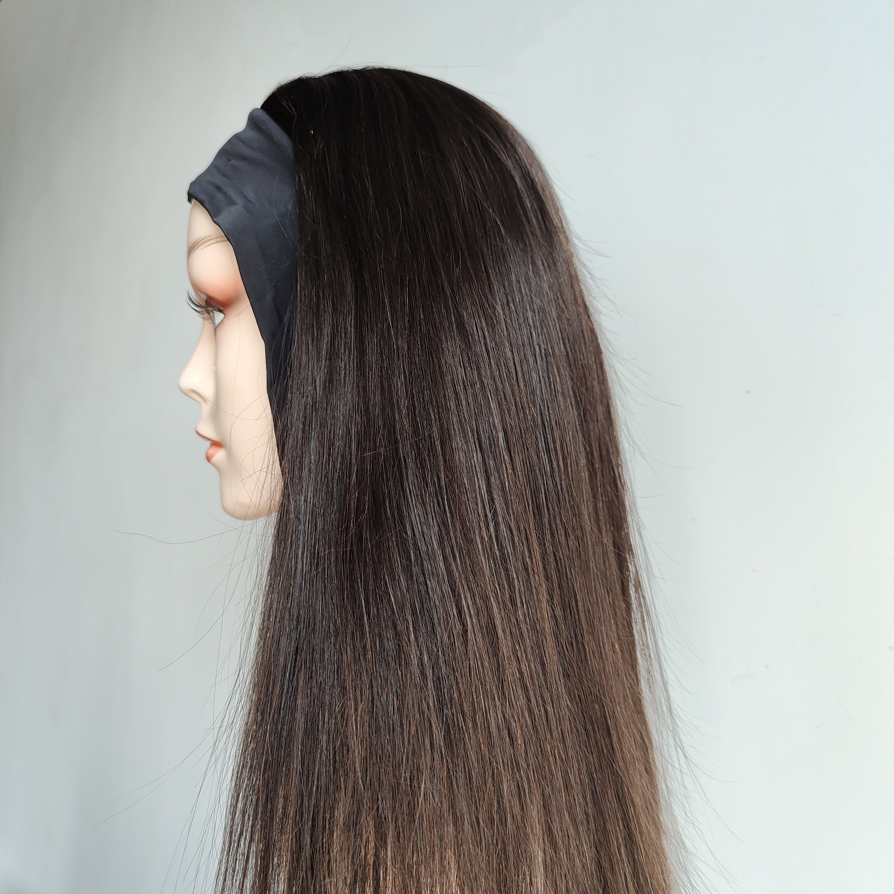 Hot sale machine made headband human hair wig