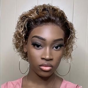 Cheap Highlight Pixie Curly 13x4x1 Lace Frontal Human Hair Wigs Brazilian Virgin Human Hair Wigs For Black Women