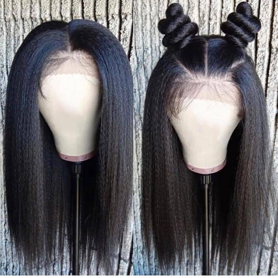 Raw Indian Virgin Yaki Kinky Straight Human Hair Hd Lace Front Wig Full Lace Human Hair Wig For Black Women 360 Lace Frontal Wig