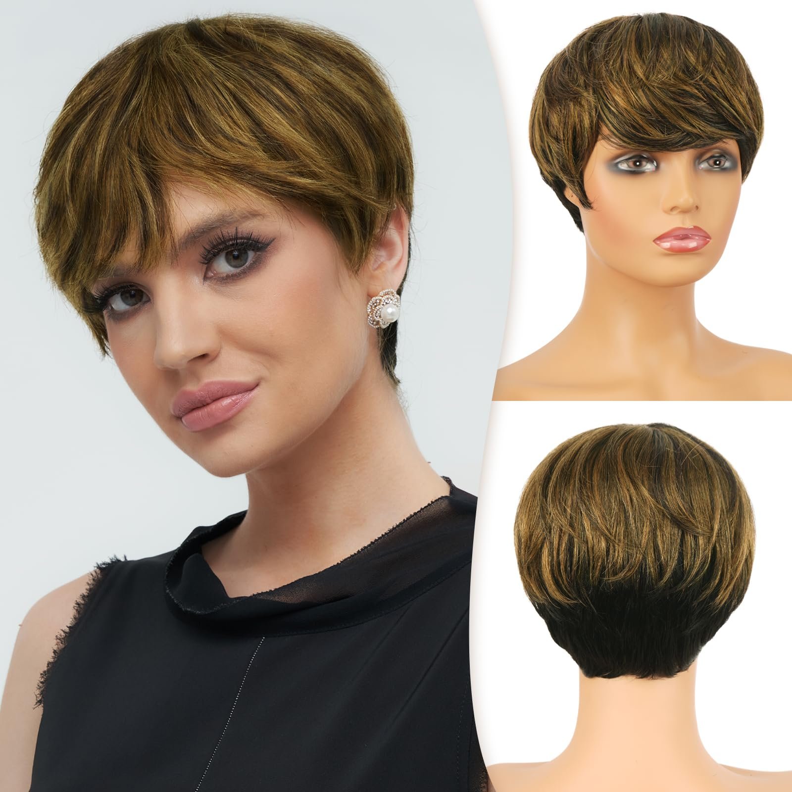 Wholesale Remy Virgin Human Hair Pixie Cut Lace Wig Cheap Short straight Wigs For Black Women