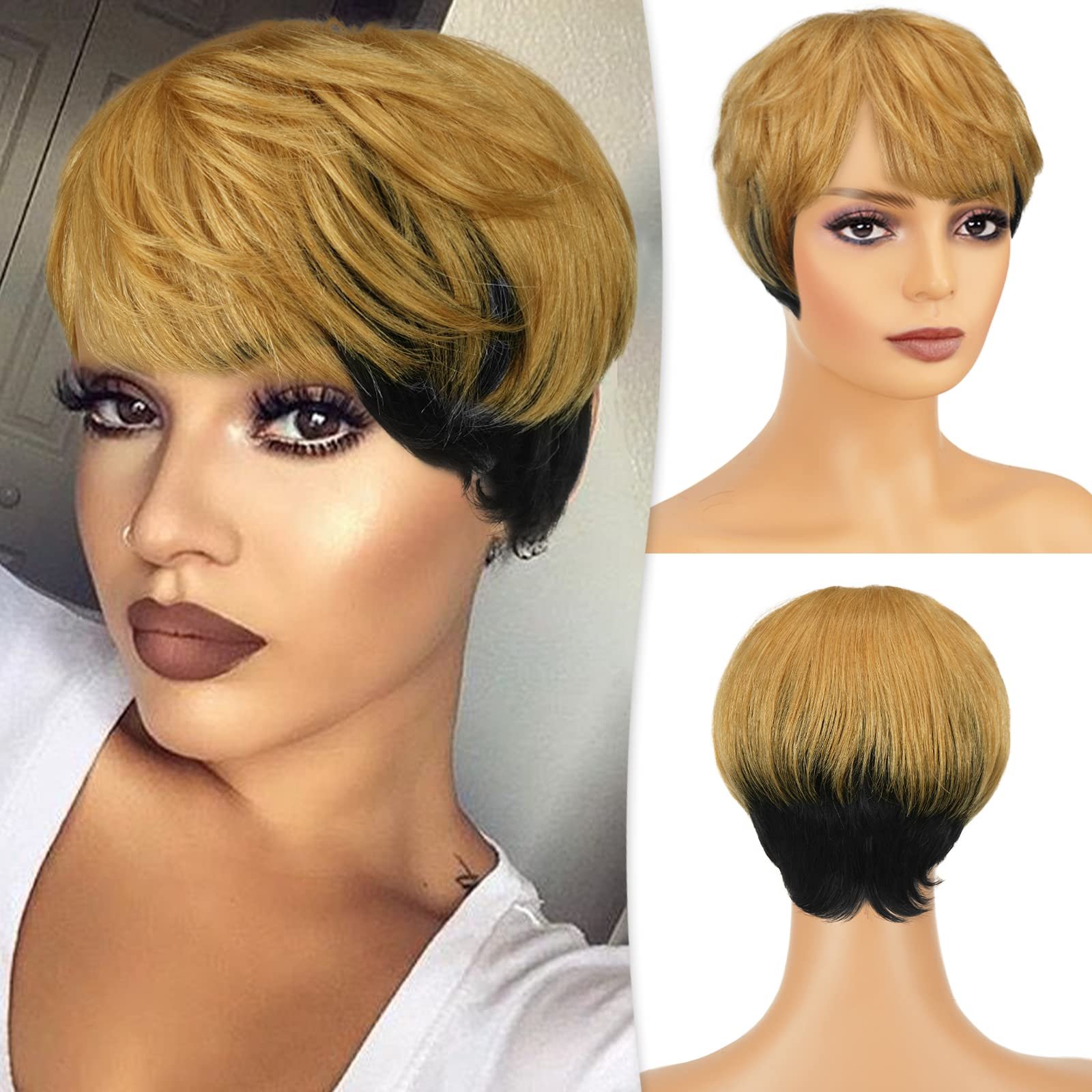 Wholesale Remy Virgin Human Hair Pixie Cut Lace Wig Cheap Short straight Wigs For Black Women