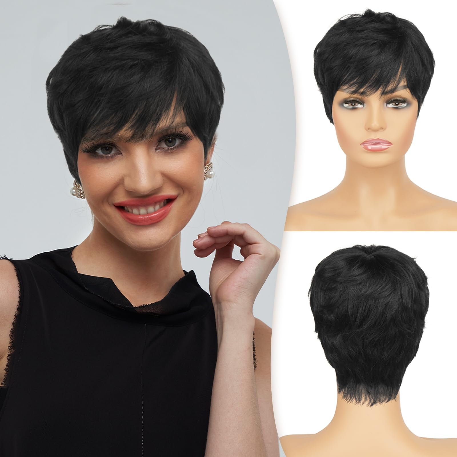 Wholesale Remy Virgin Human Hair Pixie Cut Lace Wig Cheap Short straight Wigs For Black Women