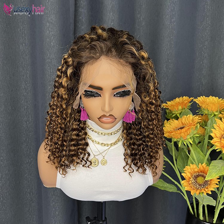 Transparent Lace Frontal Wig Bouncy Curly Short Bob Wigs Raw Italian Virgin Human Hair Hd Full Lace Front Wig For Black Women