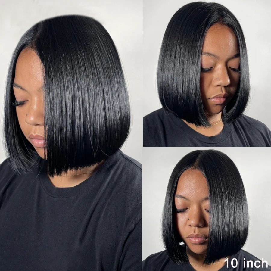 Vietnamese Raw Hair Double Drawn Bone Straight Wig Glueless13x4 Lace Short Bob Human Hair Closure Wig for Black Women