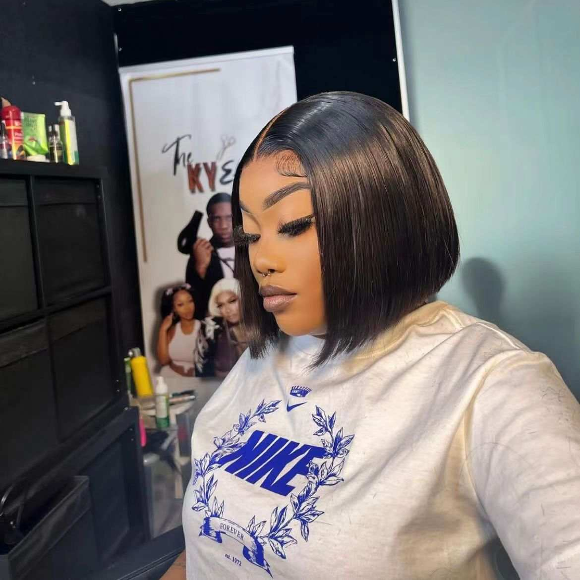 Vietnamese Raw Hair Double Drawn Bone Straight Wig Glueless13x4 Lace Short Bob Human Hair Closure Wig for Black Women