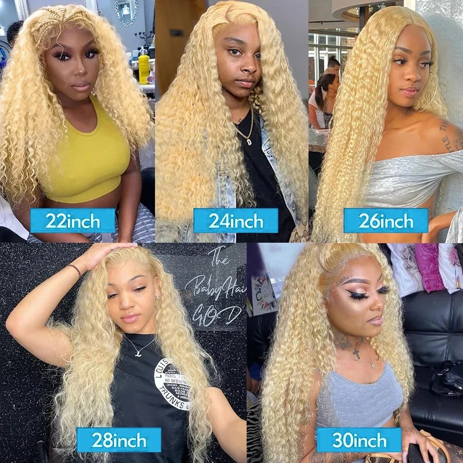 Full Hand Tied 100%Human Hair Wigs Deep Wave 613 Blonde 13*4 Lace Frontal Lace Base For Black Women