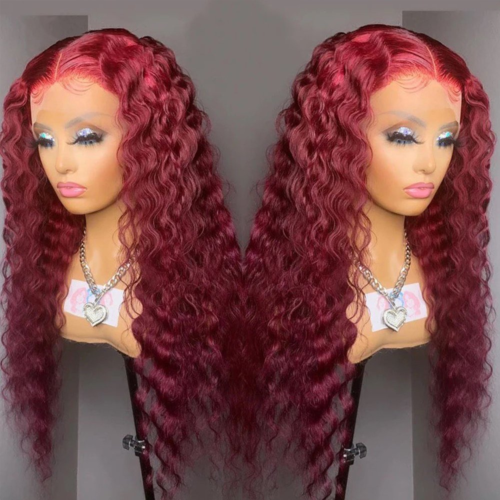 Raw Indian Virgin Cuticle Aligned Pixie Blend 99J Burgundy Kinky Straight Curly Perruque 13x4 13x6 Lace Front Human Hair Wig
