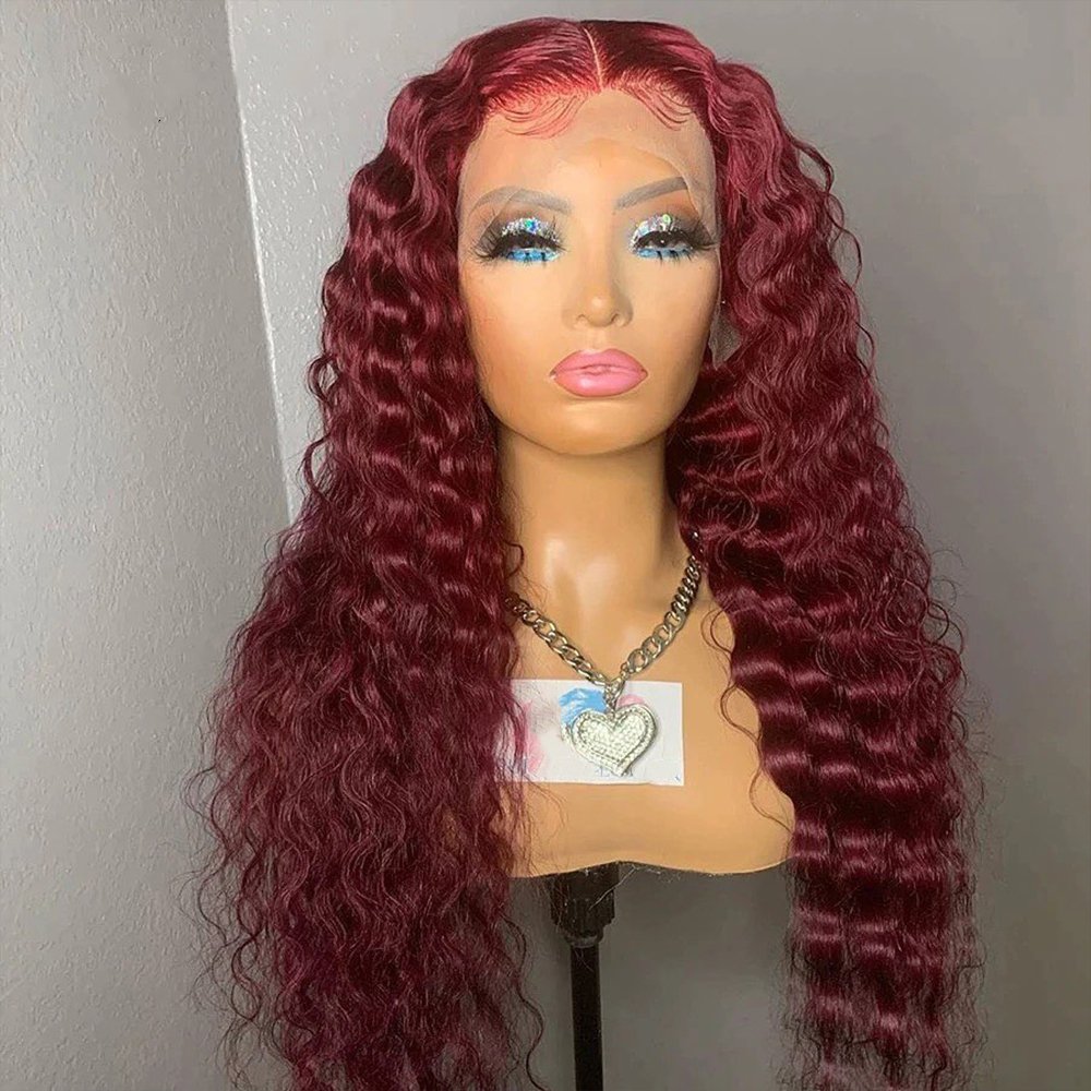 Raw Indian Virgin Cuticle Aligned Pixie Blend 99J Burgundy Kinky Straight Curly Perruque 13x4 13x6 Lace Front Human Hair Wig