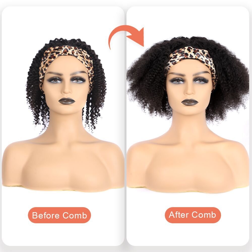 Silk Half Headband Wigs Peruca Peluca Vendors Brazilian Afro Kinky Curly Human Hair Wigs For Black Women