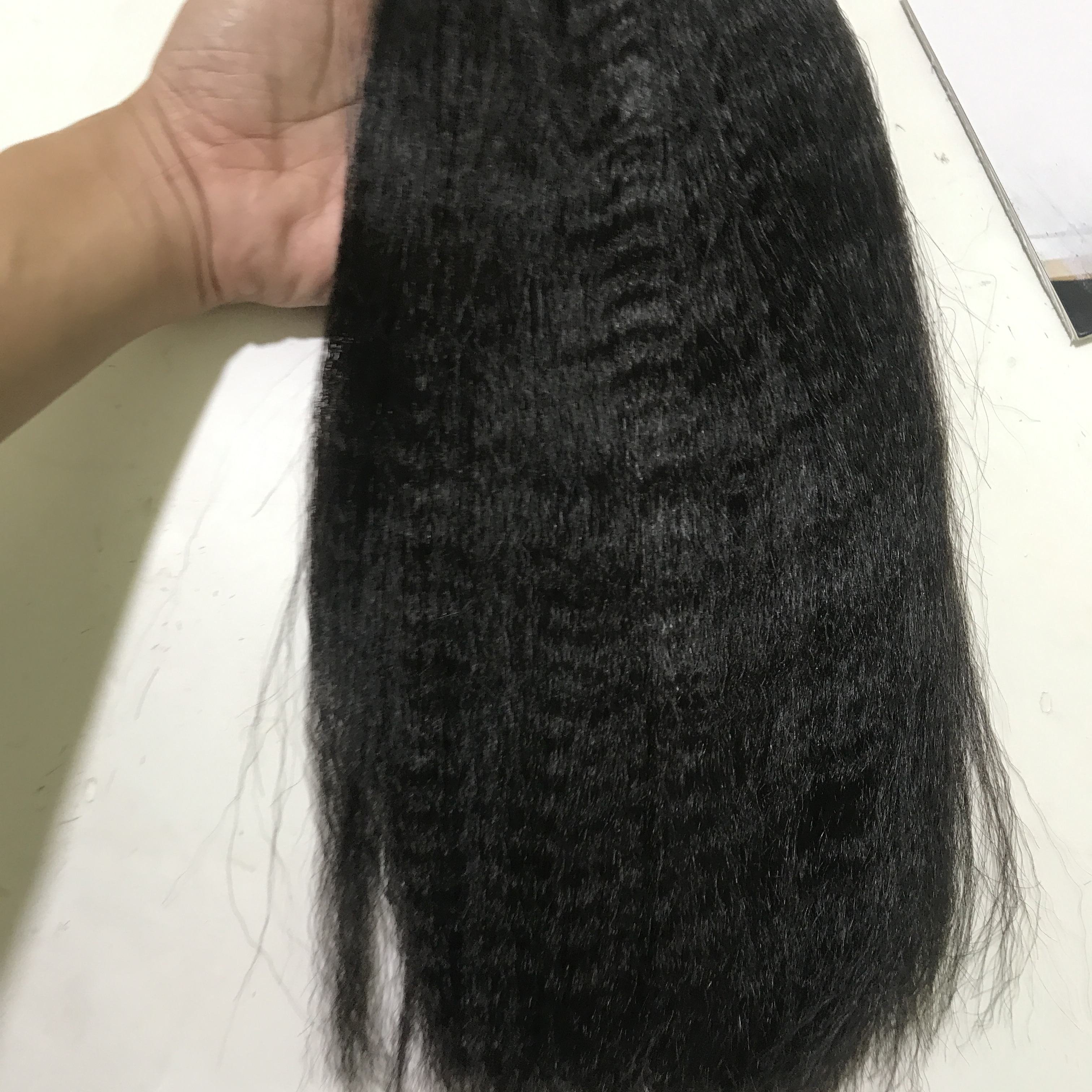 high quality Yaki Kinky Straight Machine Hair Weft 100% Human Hair Bundles , hair extensions For Black Women