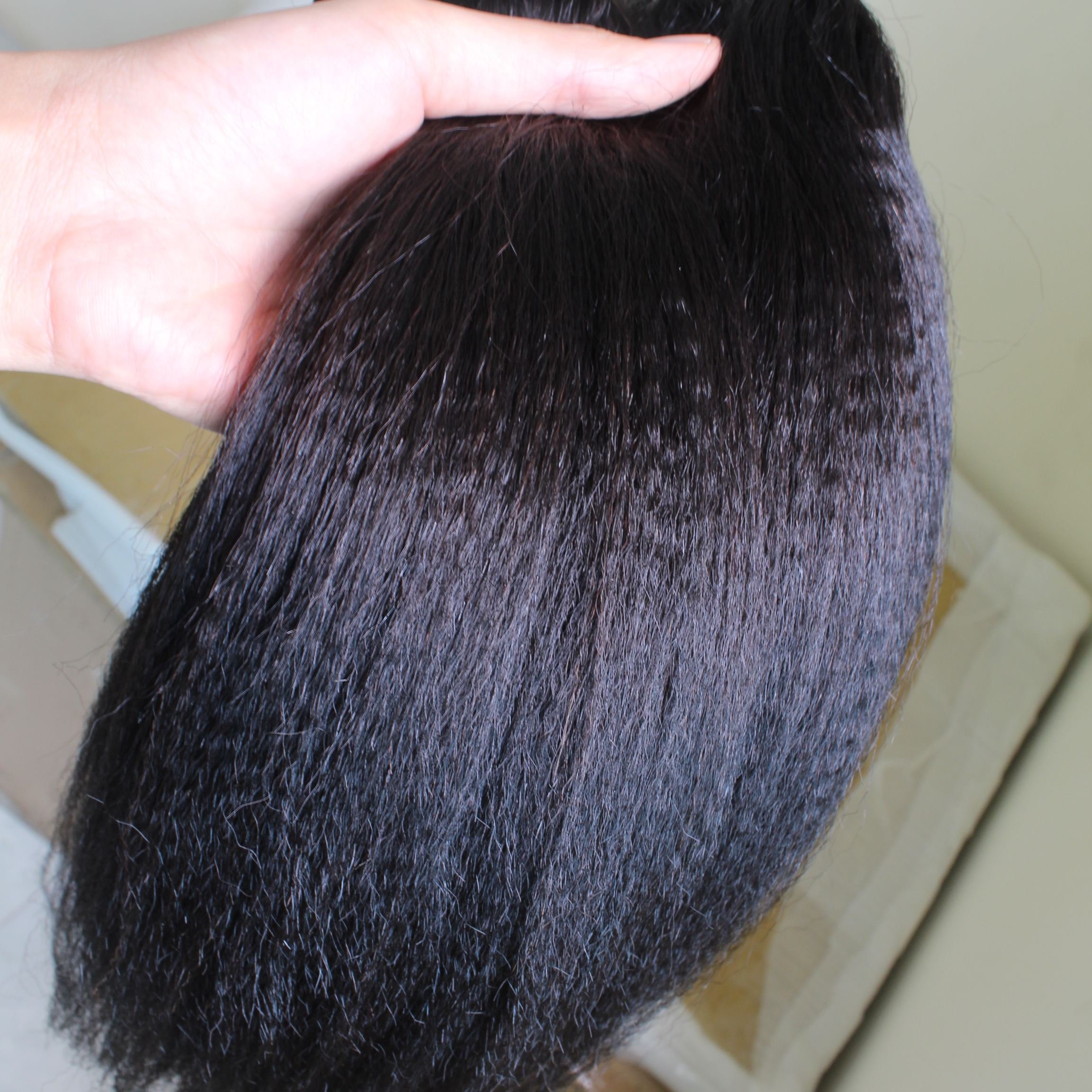 high quality Yaki Kinky Straight Machine Hair Weft 100% Human Hair Bundles , hair extensions For Black Women