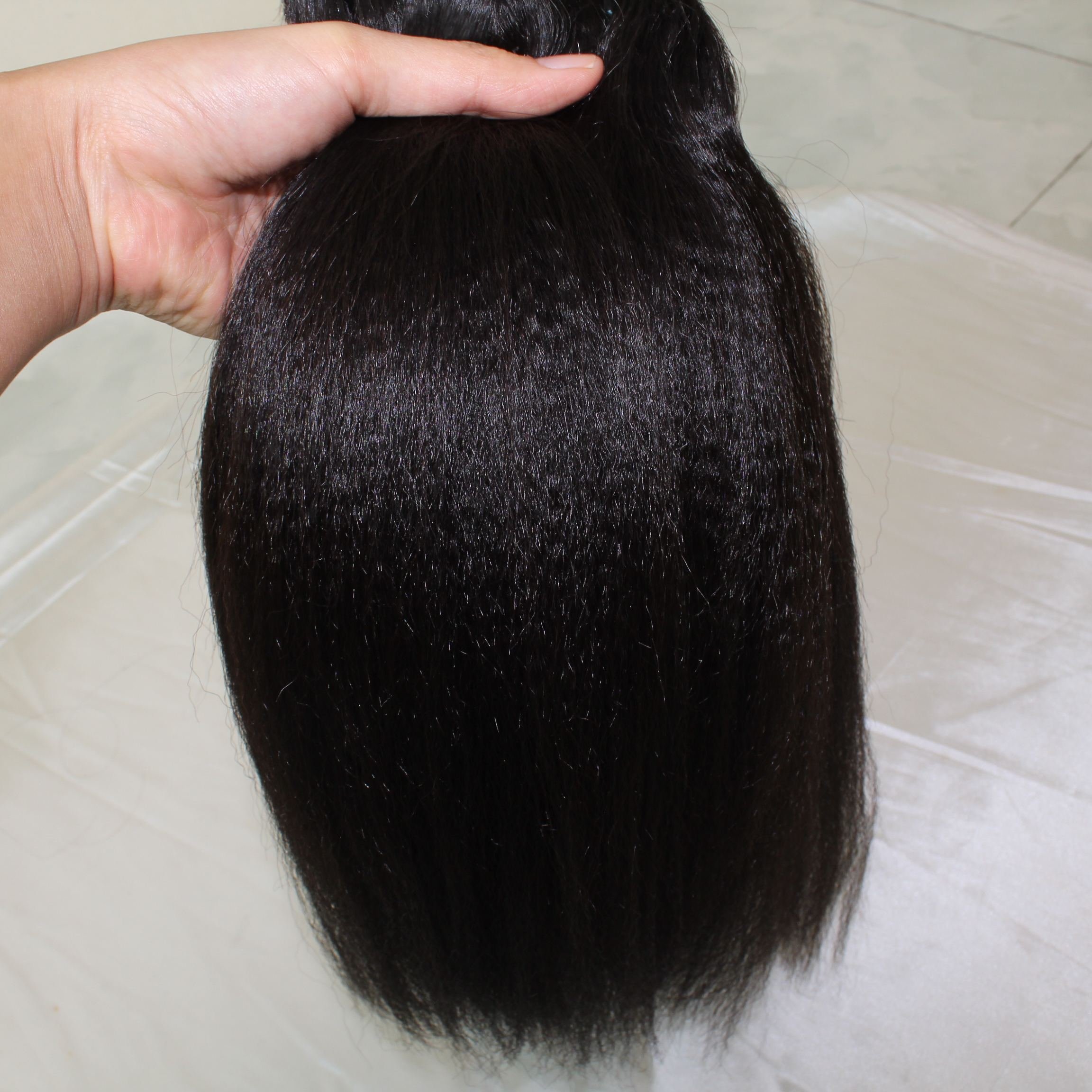 high quality Yaki Kinky Straight Machine Hair Weft 100% Human Hair Bundles , hair extensions For Black Women