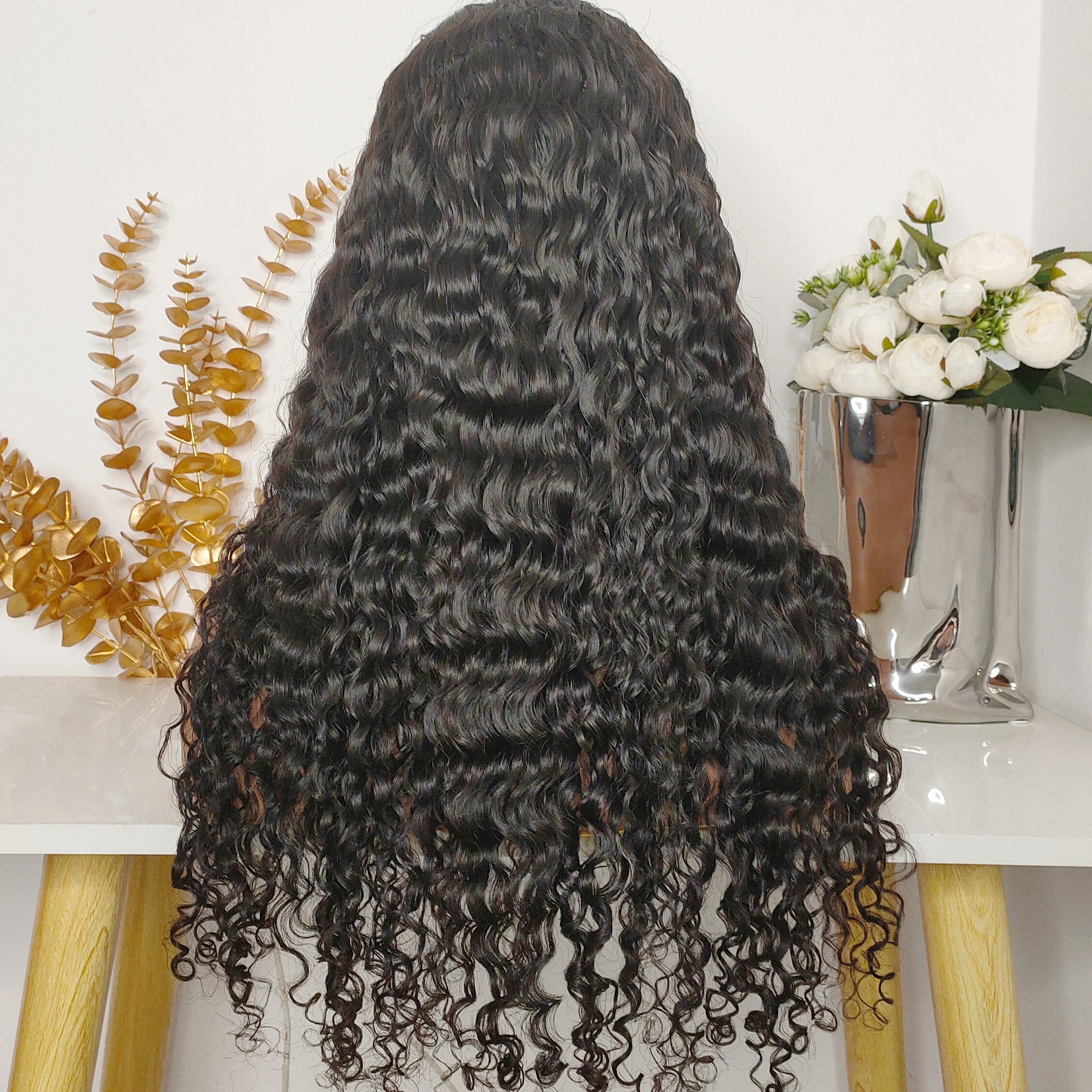 New Arrival Virgin Cambodian Human Hair Wigs For Black Women, Cambodian Loose Deep Wavy Curly Human Hair Lace Front Wigs 5*5 HD