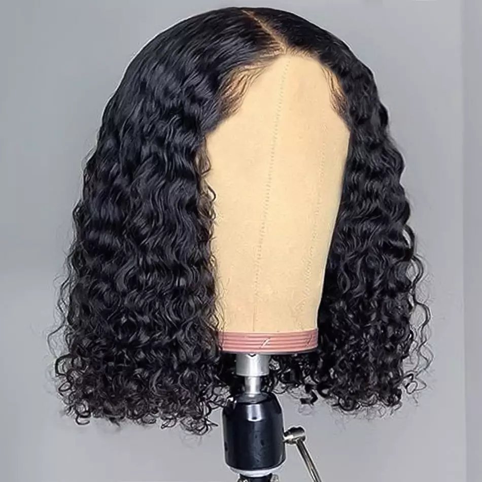 Wholesale Bob Deep Wave Pre-Plucked Brazilian Short Bob Wigs Remy Deep Wave Human Hair Wigs 4x4 Lace Closure Wig