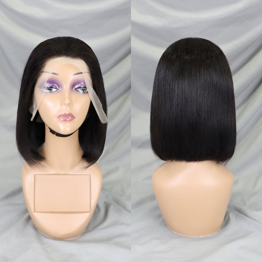 Wholesale Vietnamese Raw Hair Bone Straight Wigs Transparent Lace Front Double Drawn Bob Wig Short Full Frontal Human Hair Wigs