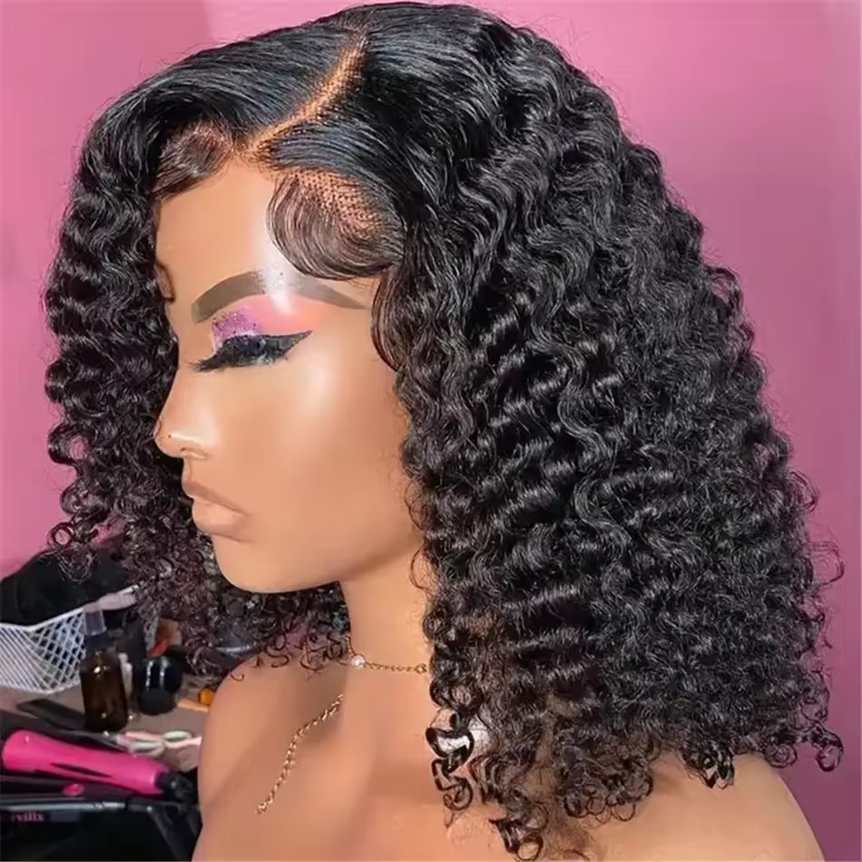 Cheap Kinky Curly Short Bob Wigs Human Hair Lace Front Hd Glueless Lace Frontal Wigs Pixie Cut Human Hair Wigs For Black Women