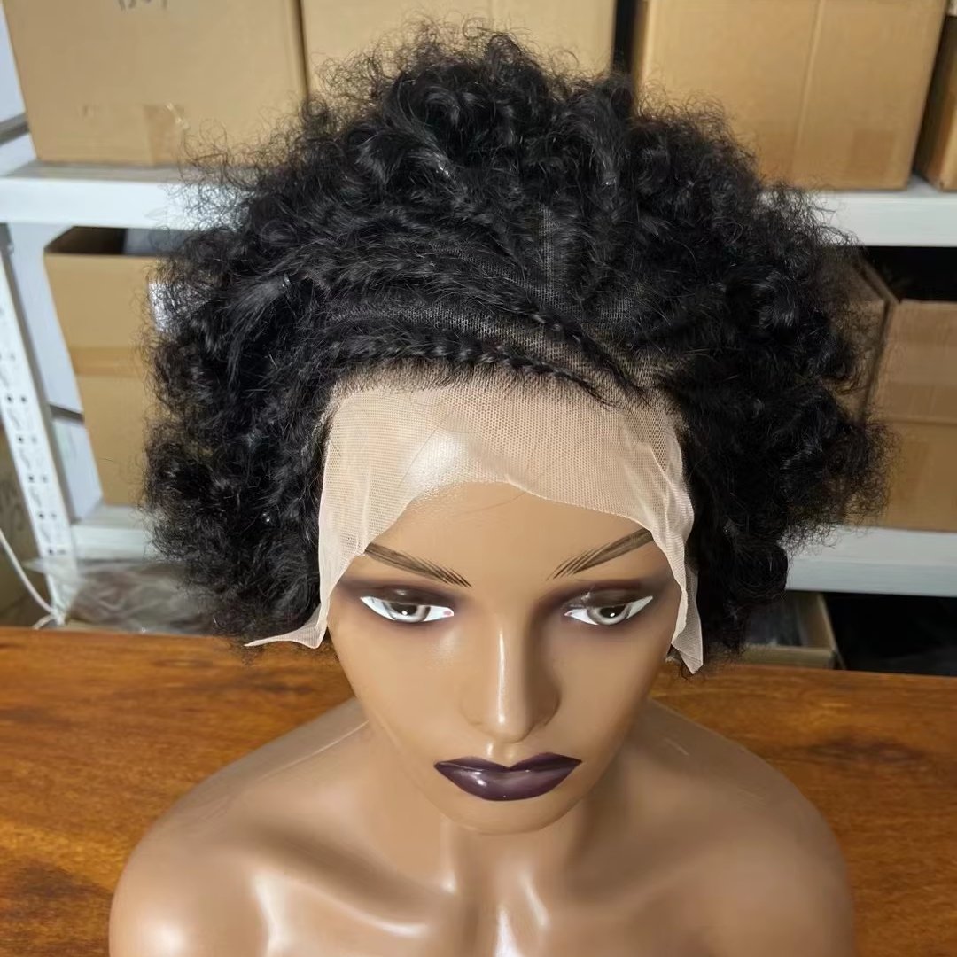Wholesale Afro Kinky Curly Braided Wigs Brazilian Human Hair 13x4 lace Frontal Wig Afro kinky curly Top Quality Human Hair Wigs