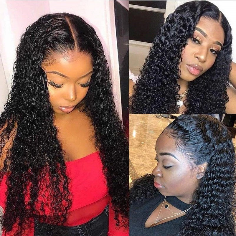 Thick Density Heat Resistant Fiber Faux Brazilian Cuticle Aligned Deep Body Wave Faux Human Hair Wig Front Lace Wig In Stock